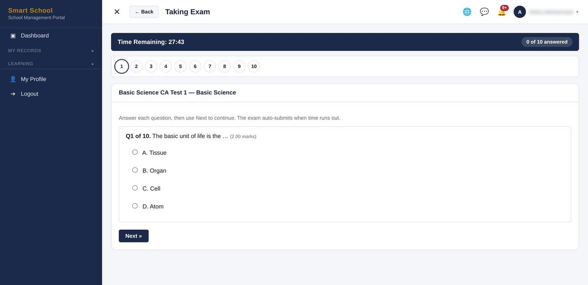 A student taking a CBT test